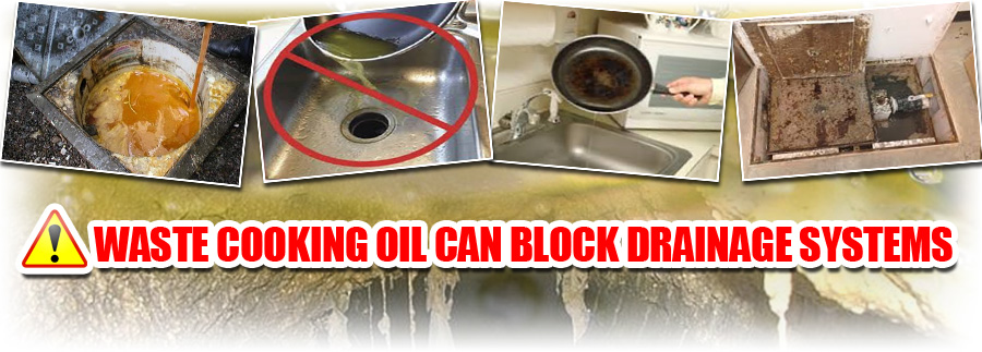 waste cooking oil can block drainage systems